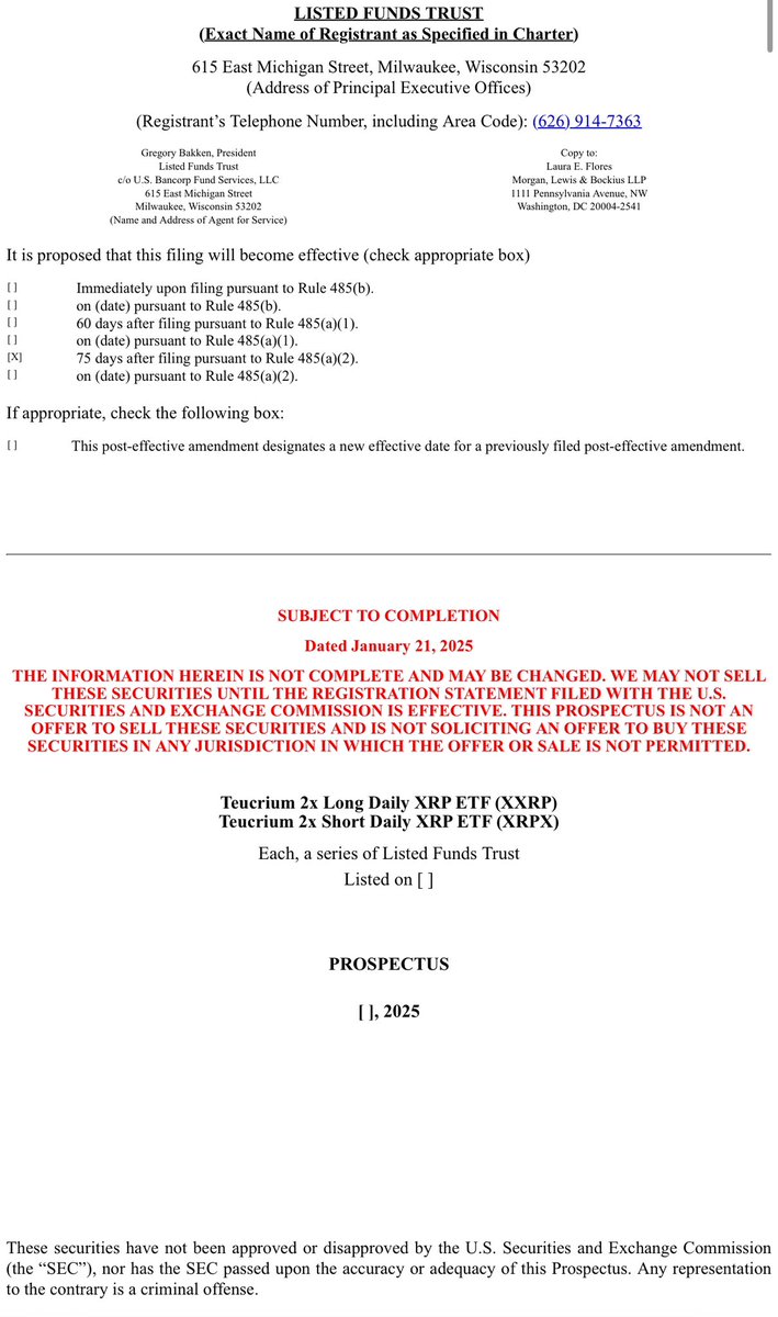 🚨 BREAKING 🚨 

Teucrium funds has filed for two leveraged XRP ETF’s