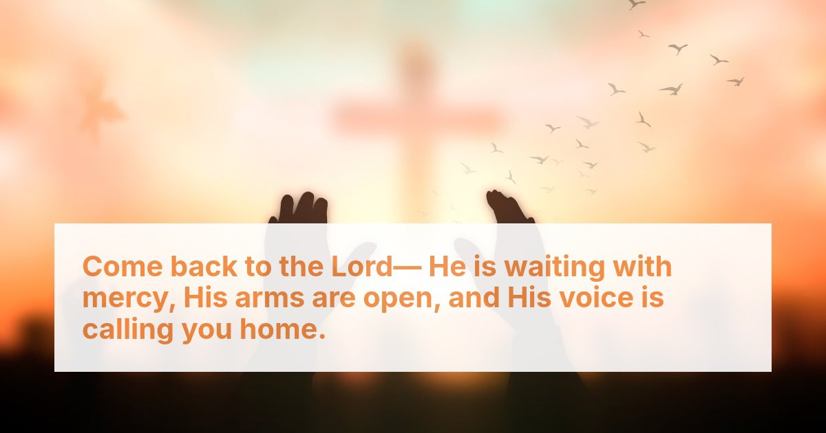 WarrenLavallee's tweet image. “Return to the Lord your God, for He is gracious and compassionate, slow to anger, abounding in mercy, and relenting of catastrophe.” — Joel 2:13 (NASB)
#ReturnToTheLord #SeekGod #RepentAndReturn #GodIsMerciful #ComeBackToGod #FaithfulGod #GraceAndMercy #JesusSaves #BiblicalTruth