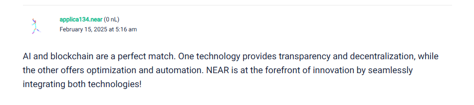 Aafunty's tweet photo. NEAR is blockchain for AI.  Verifiable (L)Earn AI agent available at @LearnNear https://t.co/l0bsyqYRRO