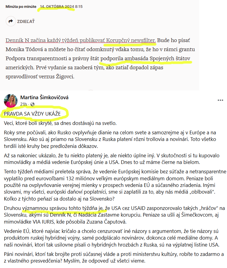 kvasinka's tweet photo. Denník N v októbri 2024: Spúšťame korupčný newsfilter a ďakujeme za jeho finančnú podporu americkej ambasáde.
Mnisterka kultúry a celá dezinfoscéna vo februári 2025: VeĽKé ODhAlEnIe! PRavDa Sa UKÁzaLa!!! USA poDPorUJÚ koRUPčNÝ newSfilTER!
P. S. všetky peniaze od US vlády boli stopnuté, ale newsfilter bude, samozrejme, vychádzať ďalej, lebo ho robíme, lebo ho považujeme za užitočný, nie preto, že ho niekto finančne podporil.