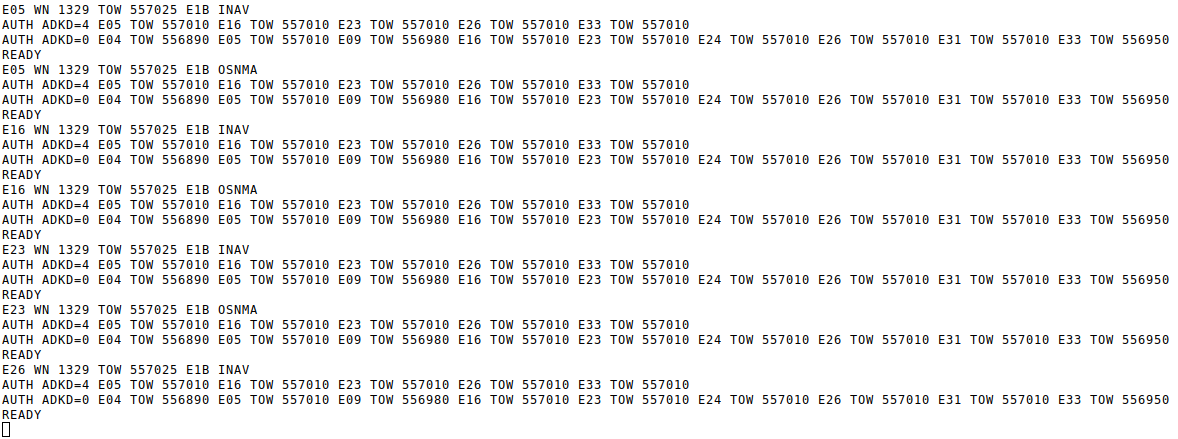 Testing again Galileo OSNMA on a small RISC-V microcontroller. <a href="/n6rfm/">Bob M</a> wanted some help troubleshooting his system, so I built and tested a known-good firmware image for him. The Galmon data feed is down, so I'm using my own uBlox receiver.