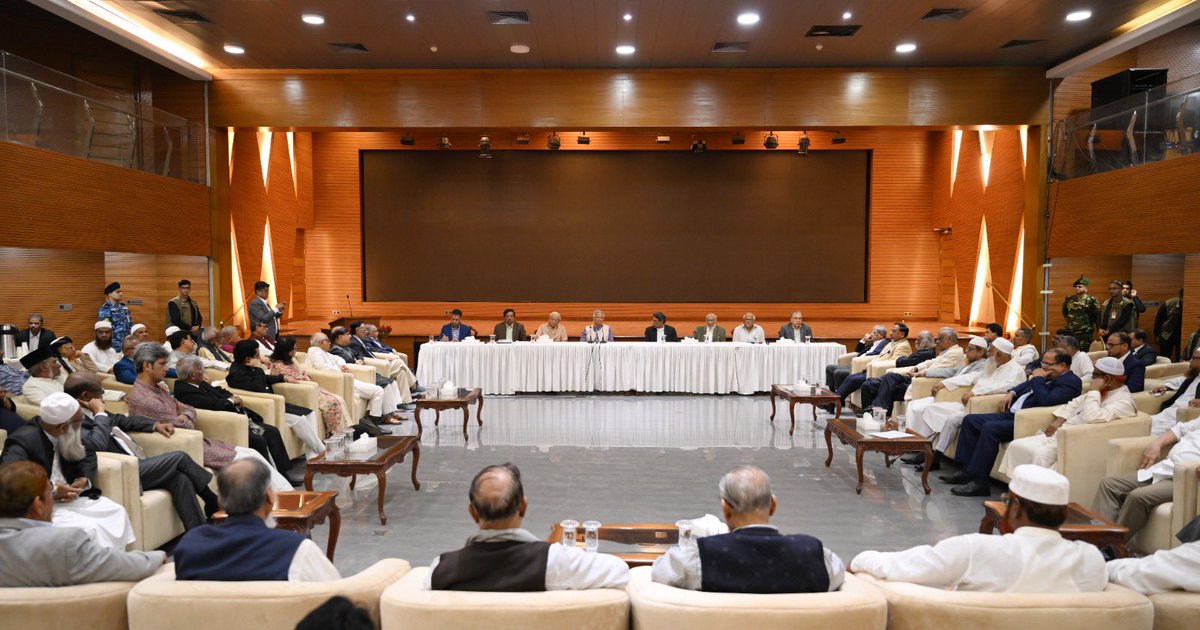 ChiefAdviserGoB's tweet image. Chief Adviser Professor Muhammad Yunus speaks at a meeting of National  Consensus Building Commission with political parties at the Foreign Service Academy on Saturday, February 15, 2025.
#Bangladesh #ChiefAdviser