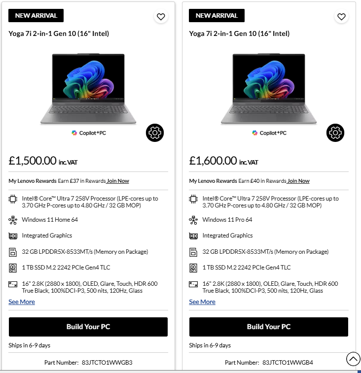 SadGamerGeek's tweet photo. hey @lenovo. I'm researching a laptop and confused because there are two models on UK site with exactly identical specs but £100 difference. Can you clarify please?

83JTCTO1WWGB3
83JTCTO1WWGB4 https://t.co/79QkCYwhFW