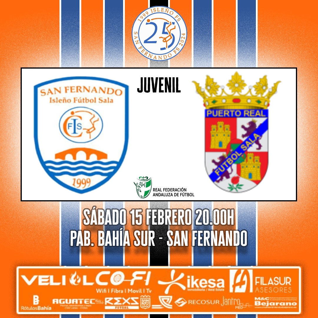 🟠 J15 JUVENIL | Isleño San Fernando FS - Puerto Real FS

Un clásico en esta competición jugar contra el Puerto Real FS que está igualado con nosotros en la clasificación, todo por jugar

📍 Pabellón Manuel Prado
📅 15 de febrero
🆚 @puertorealfs 
⏰ 20:00 h

#25añosdehistoria