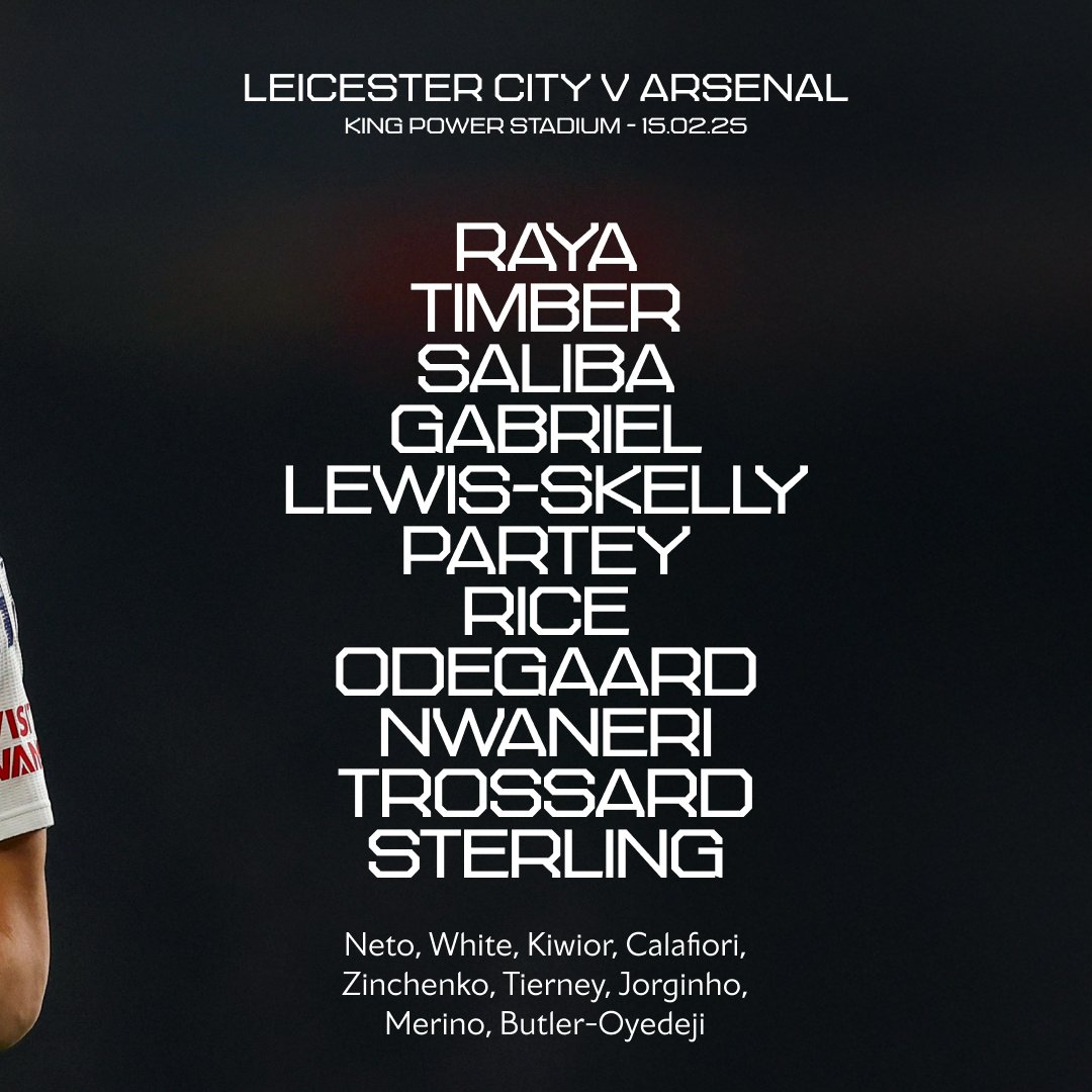 Arsenal's tweet photo. 🔴 𝗧𝗘𝗔𝗠𝙉𝙀𝙒𝙎 ⚪️

🔙 Nwaneri returns to the XI
⚡️ Sterling on the wing
🪄 Trossard up top

Let's do this, Gunners 👊
