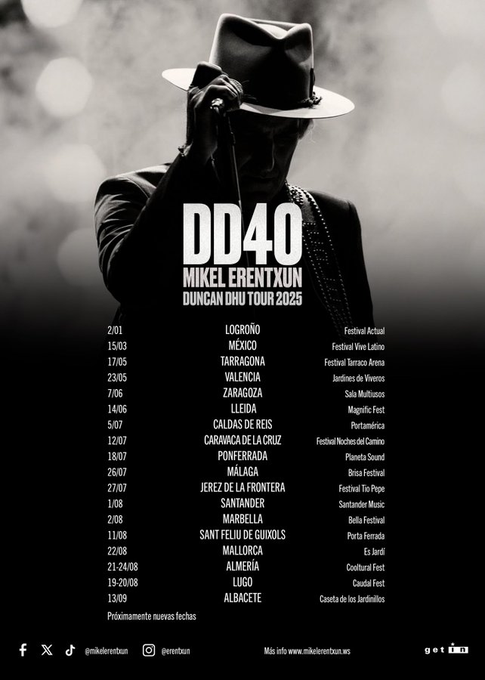 primeras fechas confirmadas . Próximamente mas …
<a href="/MikelErentxun/">Mikel Erentxun</a>

#DD40 #DD40tour2025