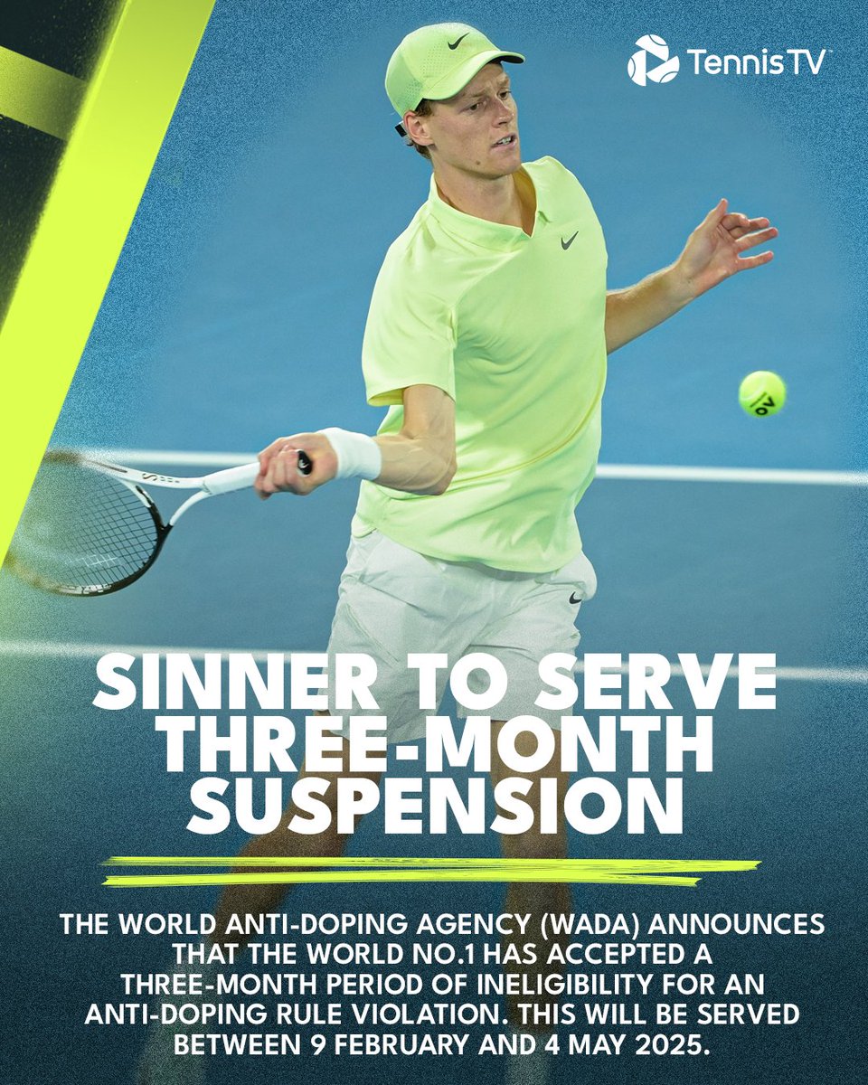 The World No.1 will serve a three-month suspension.