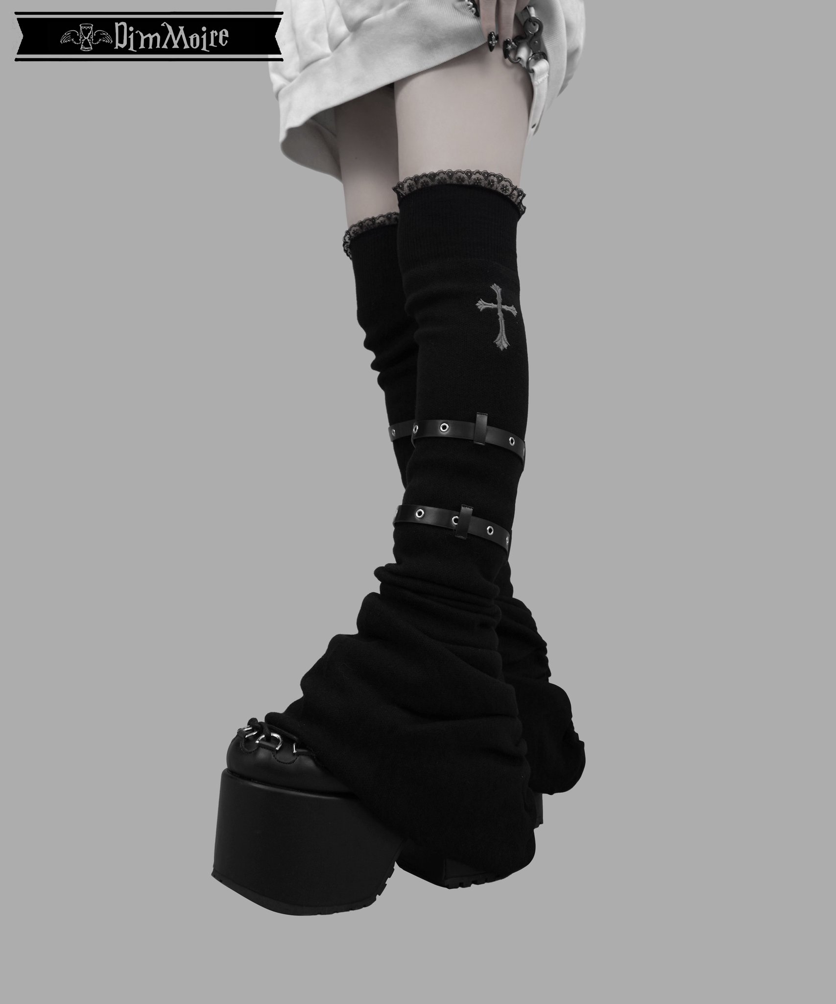 DimMoire BIGロゴ ニーハイウォーマー Stripe