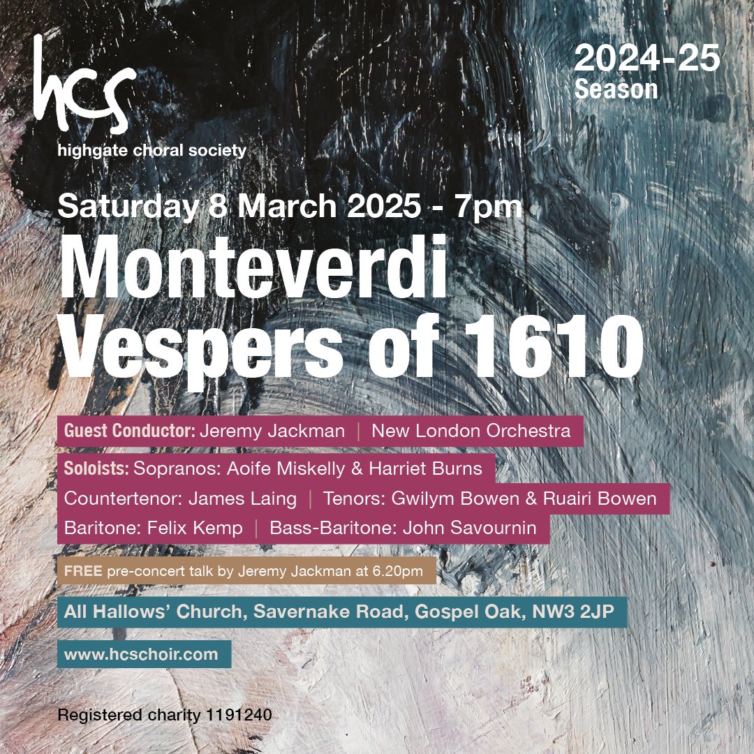 Highgate Choral Society (@highgatechoral) on Twitter photo Just three weeks to go until our fabulous concert — Monteverdi's Vespers of 1610. Join us and celebrate the coming spring! 🌹🌷💮All Hallows, Gospel Oak, Saturday 8th March at 7pm, with <a href="/Aoifemiskelly/">A o i f e M i s k e l l y</a> <a href="/Harriet__Burns/">Harriet Burns</a> <a href="/Jameslaingct/">James Laing</a> <a href="/Felix_Kemp/">Felix Kemp</a> <a href="/jsavournin/">John Savournin</a> and more! Just three weeks to go until our fabulous concert — Monteverdi's Vespers of 1610. Join us and celebrate the coming spring! 🌹🌷💮All Hallows, Gospel Oak, Saturday 8th March at 7pm, with <a href="/Aoifemiskelly/">A o i f e M i s k e l l y</a> <a href="/Harriet__Burns/">Harriet Burns</a> <a href="/Jameslaingct/">James Laing</a> <a href="/Felix_Kemp/">Felix Kemp</a> <a href="/jsavournin/">John Savournin</a> and more!