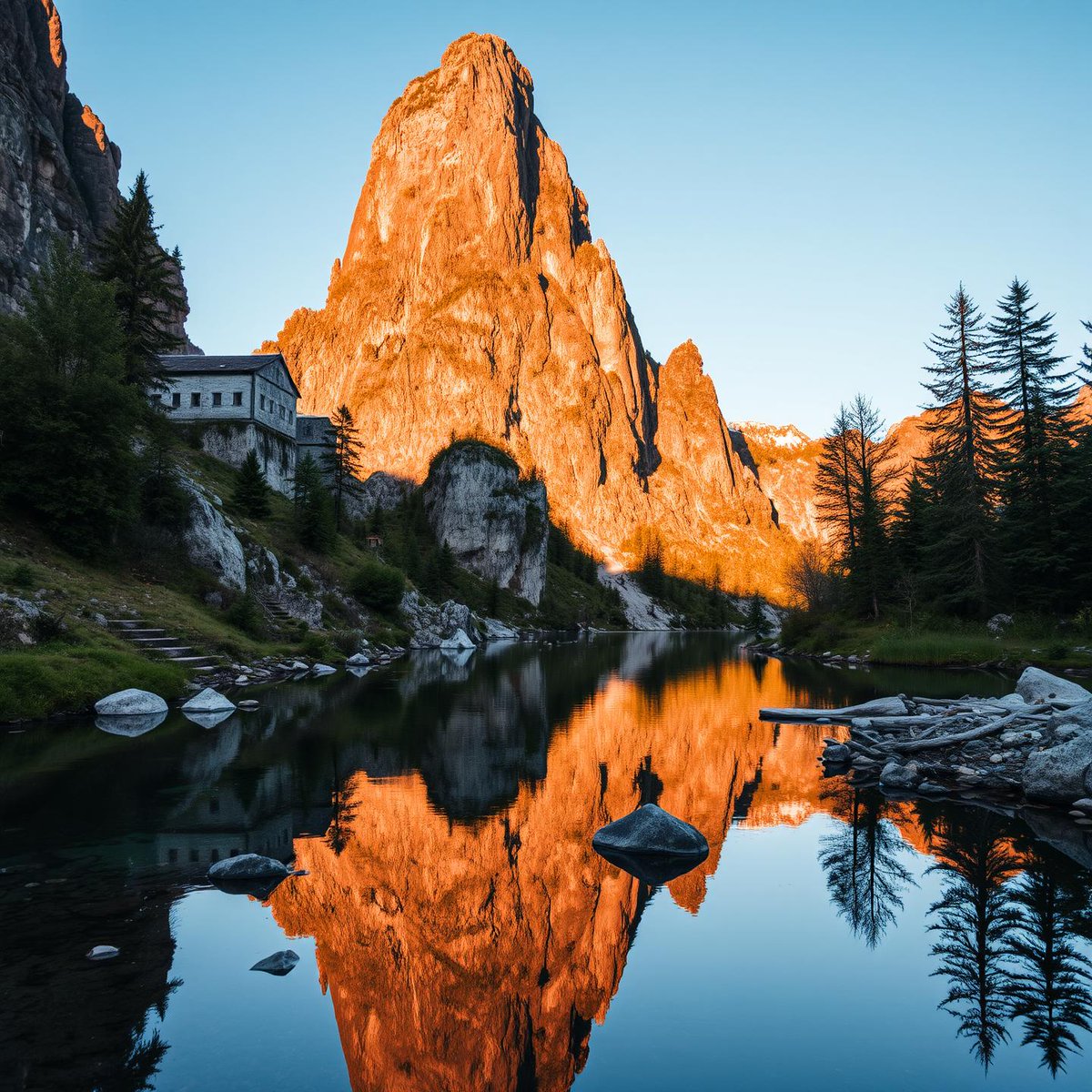 Katie1756313's tweet image. &quot;Behold the breathtaking symmetry of nature as the majestic mountain mirrors its glory in the tranquil lake! 🌄✨ #NatureReflections #MountainMagic&quot;