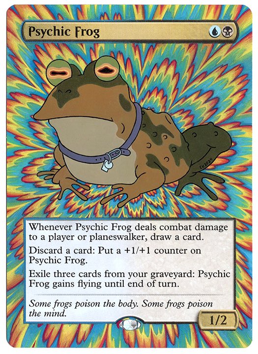 klug_alters's tweet image. This Hypnotoad was born out of pondering how I could further play with optics on a card. Hand painting the background was a challenge, but I’m fairly satisfied the effect.