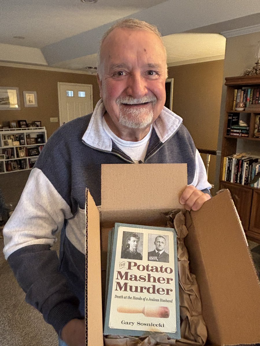GaryCrime's tweet image. It’s always exciting to get another shipment of “The Potato Masher Murder: Death at the Hands of a Jealous Husbsnd.” Even after the first printing sold out, interest in my great-grandmother’s horrific murder continues. @KentStateUPress