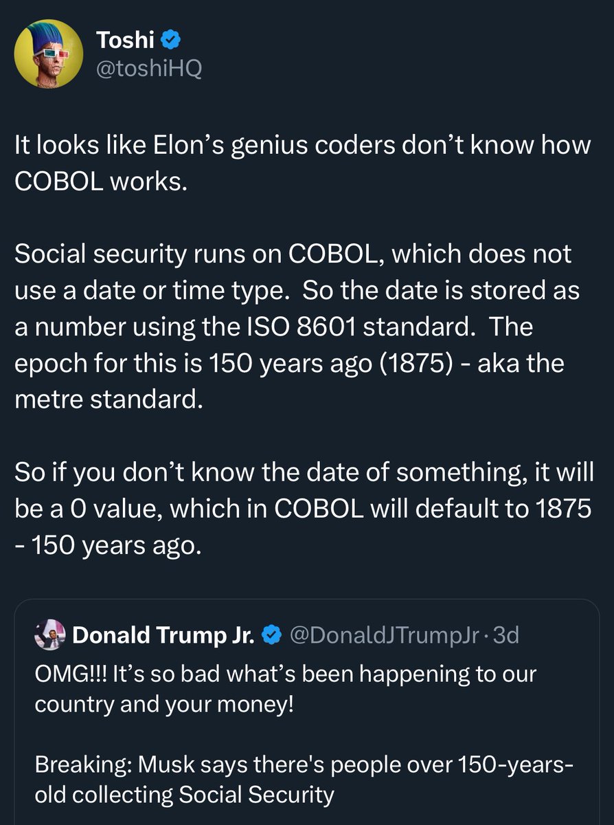 Hahaha omg remember when Elon said that "people over 150-years-old are collecting Social Security"…..well it turns out👇