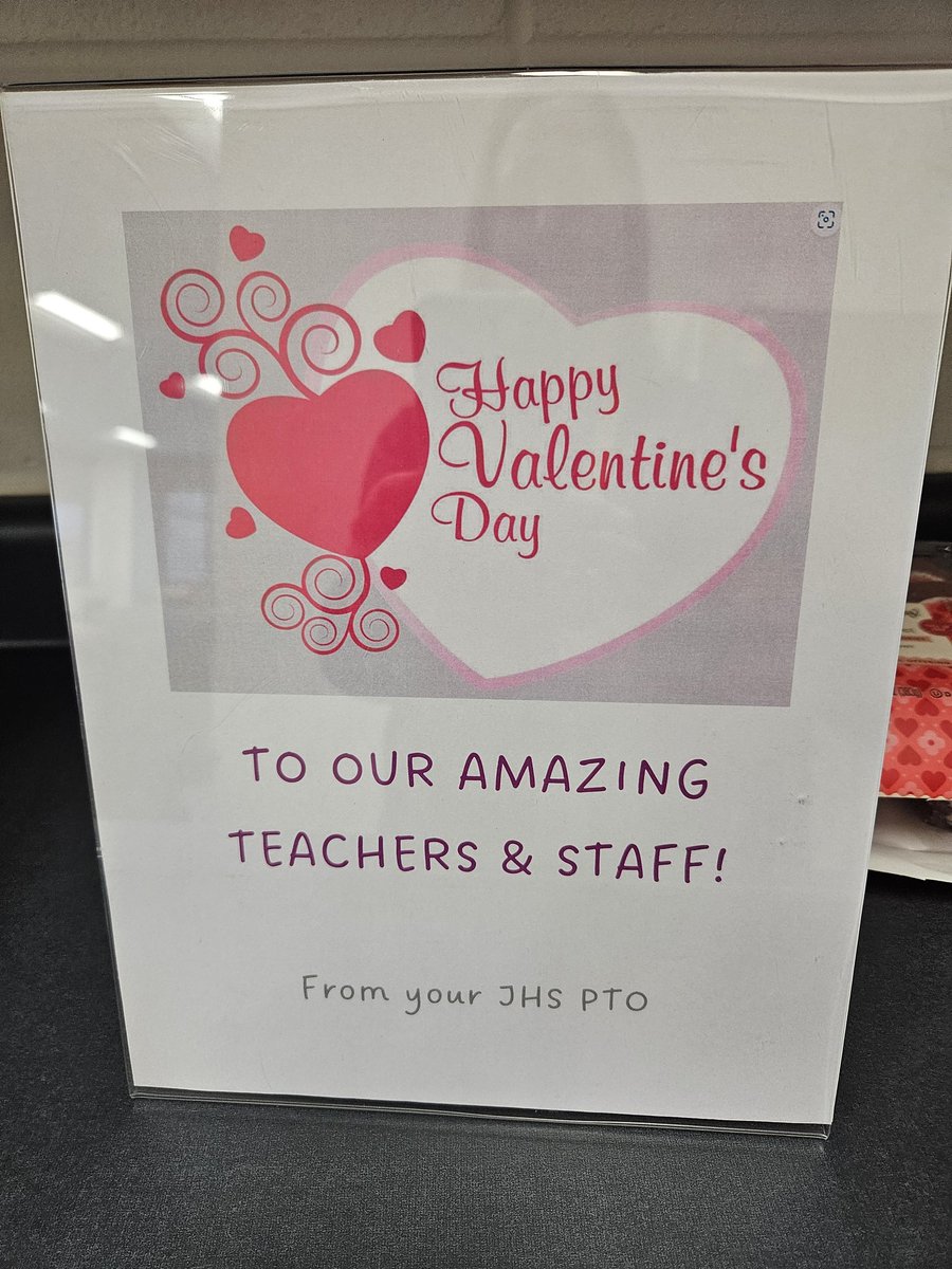 JHSPTO's tweet image. We wished our JHS Staff a Happy Valentine&apos;s Day with cookies and chocolate on Thursday!
