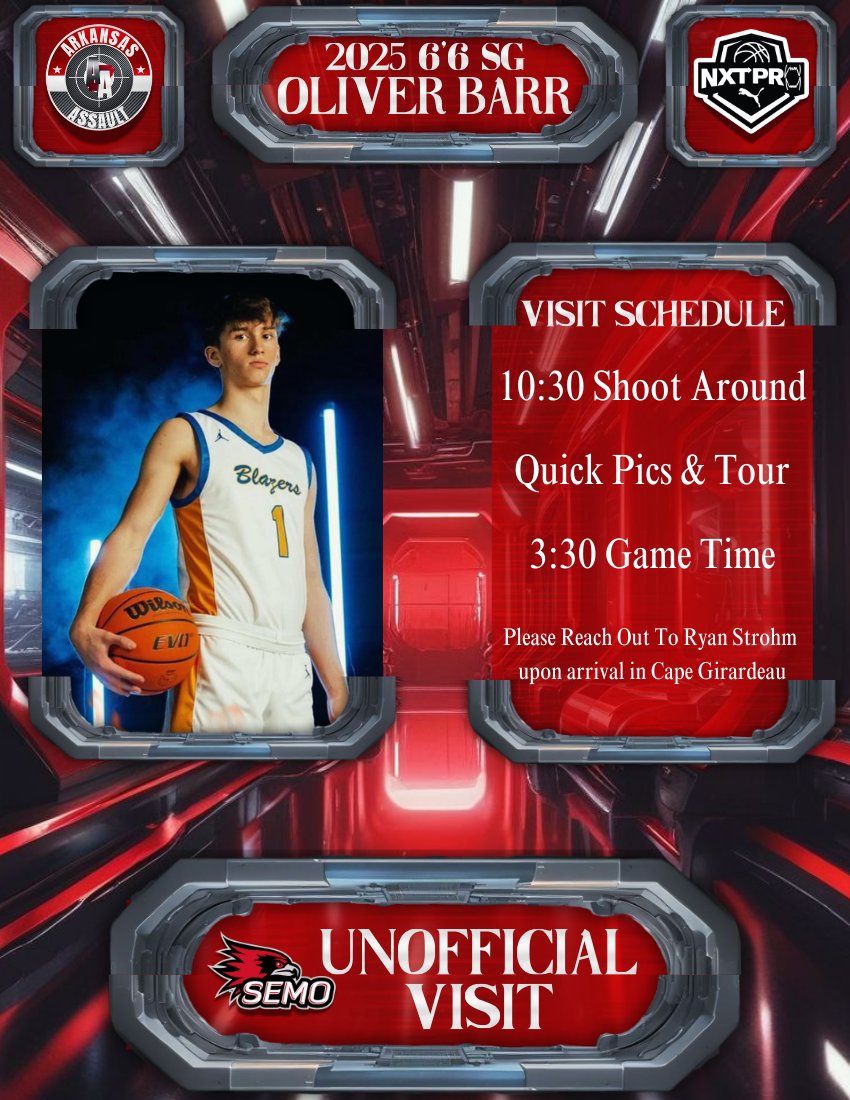 Arkansas Assault (@arkansasassault) on Twitter photo Unofficial visit for Oliver Barr at SEMO! We hope you have a great visit and enjoy the game against Tennessee Tech.
<a href="/SEMORecruiting/">SEMO Recruiting</a>
<a href="/NxtProHoops/">NXTPRO Hoops</a> Unofficial visit for Oliver Barr at SEMO! We hope you have a great visit and enjoy the game against Tennessee Tech.
<a href="/SEMORecruiting/">SEMO Recruiting</a>
<a href="/NxtProHoops/">NXTPRO Hoops</a>