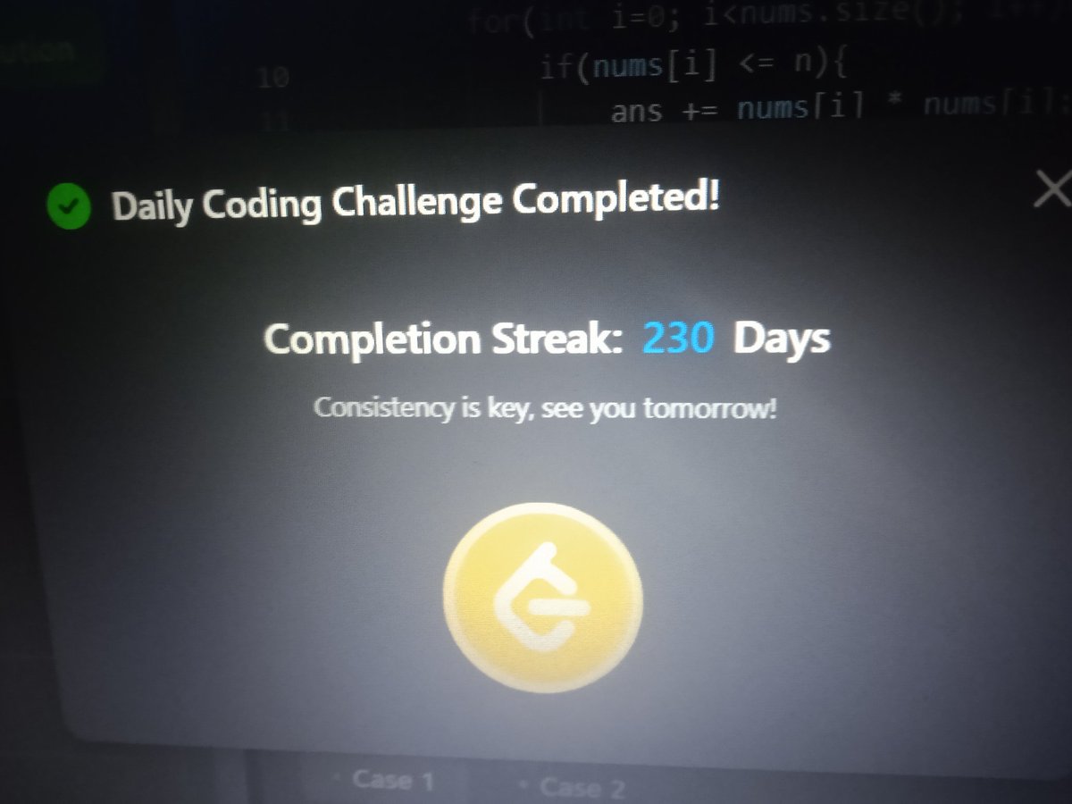 Jatin_lifo82's tweet image. ☀DAY 46.
Solve @LeetCode POTD CPP ⚡. 
Q. Find the Punishment Number of an Integer. 
2698 Medium✨. 
Topic⬇️
1.Array ✅
2.Backtracking ✅
3.Math ✅
#leetcodepractice @LeetCode ✨
#DSA #algorithms #CPP25 
#LT #POTD 👍 #cpp 💪