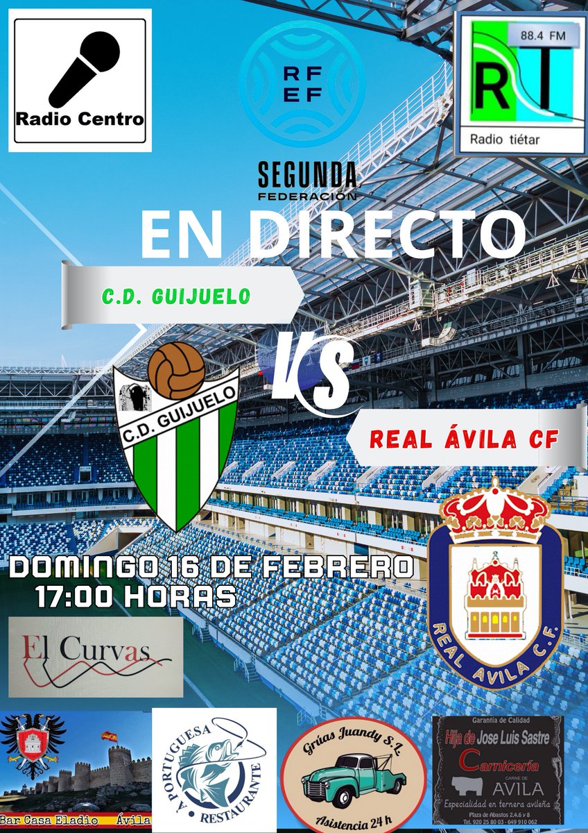 📆 DOMINGO 16
🕖 17 HORAS
⚽ <a href="/CDGuijuelo/">CD Guijuelo</a> 🆚 <a href="/RealAvilaCF/">Real Ávila CF</a>

🎤EN DIRECTO
La mejor retransmisión, divertida y es gratis
Descárgate la APP
Participa por WhatsApp en el 633213003.

radiocentroav.radio12345.com

radiocentroav.radiostream321.com

radiocentroav.radio12345.com

radiocentroav.radiostream123.com