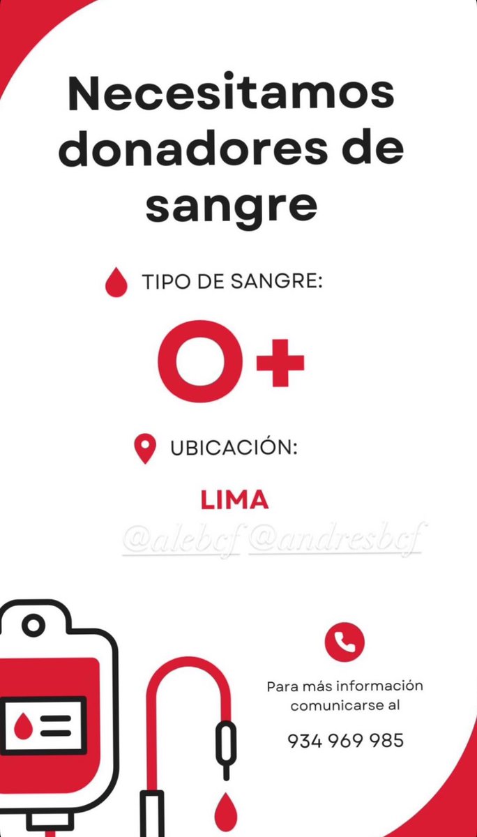 SE NECESITAN DONADORES DE O+ EN LIMA POR FAVOR