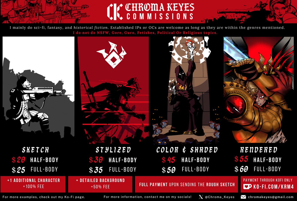 Chroma_Keyes's tweet image. COMMISSIONS OPEN! (0/2) Contact me on my socials for more details! More examples on my Ko-fi page!