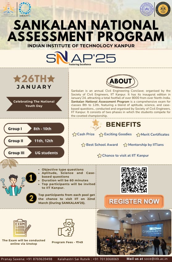 **Outstanding Achievement by Asose Sec 17 &amp; SoE Sec 17 students**
61 students of Asose Sec 17 Rohini and 4 students of SOE Sec 17 Rohini qualified S-NAP Assessment with 6 students securing top 10 position, organized by the Society of Civil Engineers (SoCE), IIT Kanpur