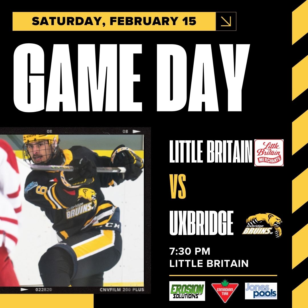 The Uxbridge Bruins are back in action tonight at 7:30 p.m. on the road vs Little Britain