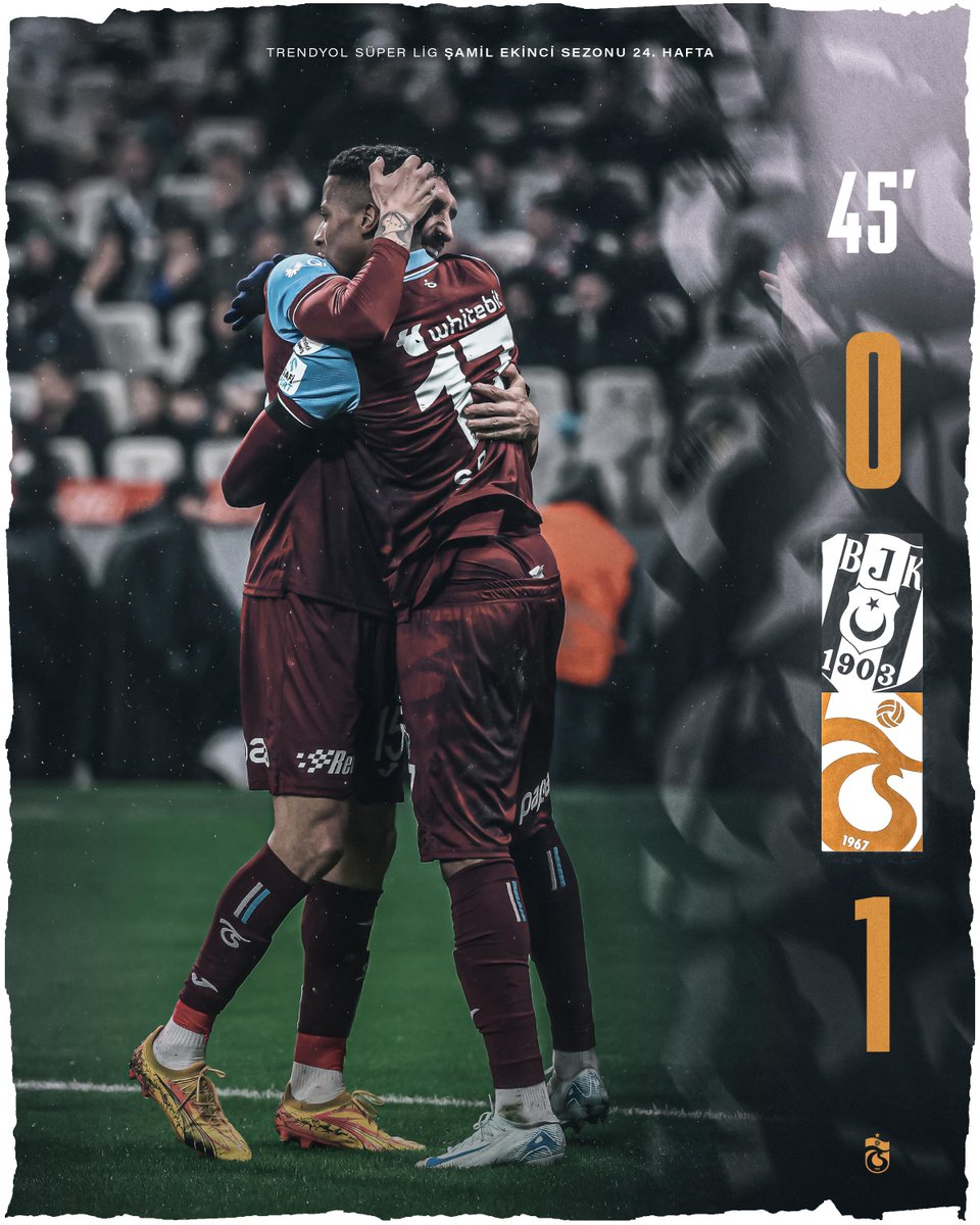 ⏱ 45' Karşılaşmanın ilk yarısı tamamlandı.  

Beşiktaş 0-1 Trabzonspor #BJKvTS