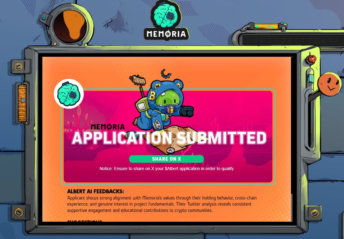 Memcoin Launches on Avax have been gathering wild excitement lately

$KET - x500
$WINK - X200
$ALBERT - X???

Just submitted my shot at the 🧠 $ALBERT presale at <a href="/play_memoria/">Memoria</a>! 🤞 $ALBERT is setting trends, not following them. Oversubscribed presale &amp; growing momentum—this could