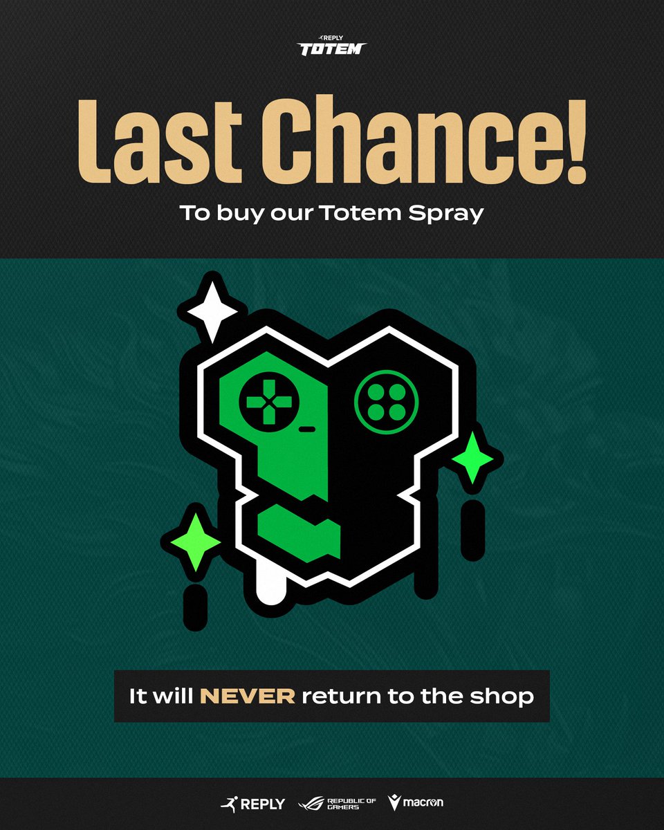 Last days to buy the Totem Spray! ⏳

After that, it will not be available anymore in the shop; hurry up and support the Brawl Esports scene 💚