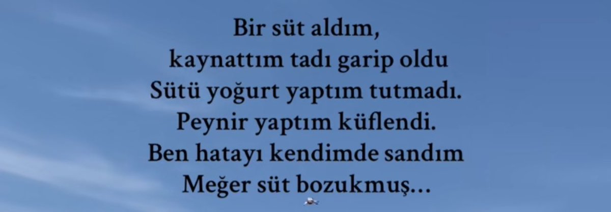 “Ben hatayı kendimde sandım meğer süt bozukmuş.”