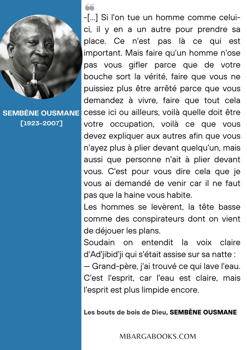 La  grève à la SOSUCAM (société sucrière) et les tensions sociales ramènent à l’esprit le #roman de l'#écrivain Sembène Ousmane ‘Les bouts de bois de Dieu’. L’œuvre relate la #grève des cheminots du Dakar-Niger (1947-1948) qui réclamaient de meilleures conditions de travail !