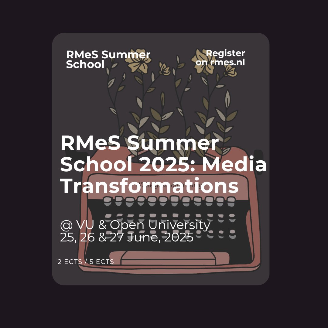 RMeSResearch's tweet image. The RMeS Summer School 2025 will focus on the topic of Media Transformations. From 25-27 June, you are invited to join us to discuss how media are continuously reshaping how we communicate, create and understand the world. Sign-ups open on February 17!