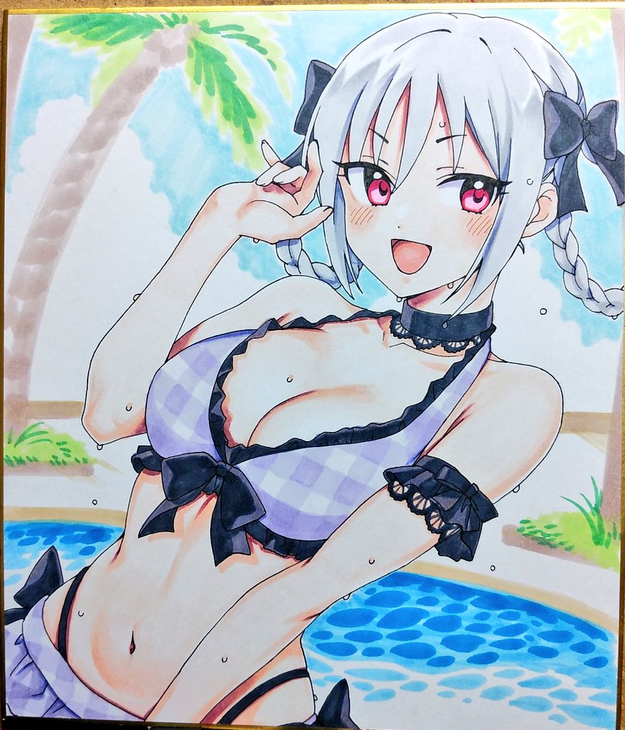 神崎蘭子 「水着蘭子色紙でけた! 」|ラーメン仙人のイラスト