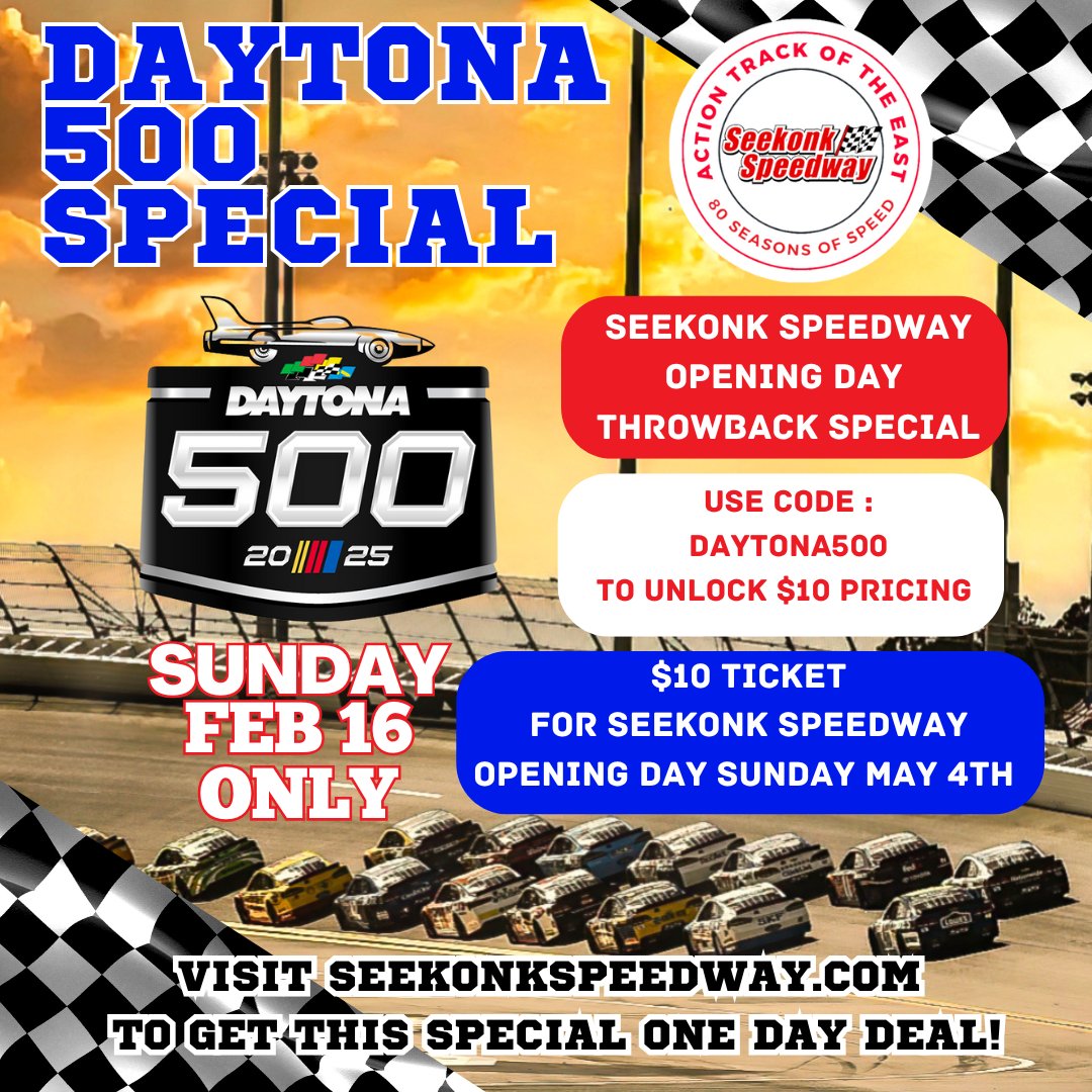 One Day Only! $10 Tickets for Seekonk Speedway’s NASCAR Opening Day! 🏁 - mailchi.mp/seekonkspeedwa…