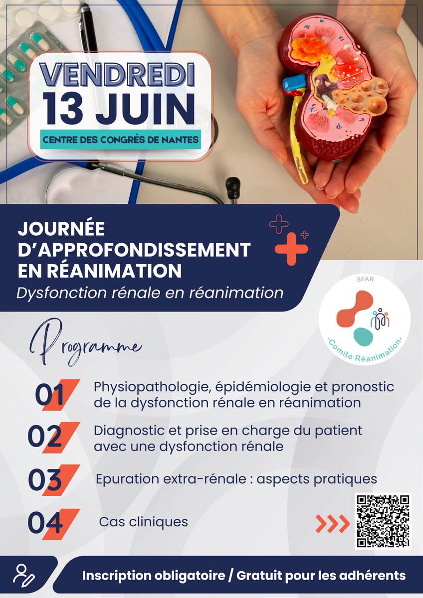 SFAR Anesthésie Réanimation (@sfar_org) on Twitter photo 🚨 SAVE THE DATE 🚨
🗓️ Le 13 juin, assistez à la journée d'approfondissement en réanimation sur la dysfonction rénale en réanimation !
✍️ Inscriptions à venir
<a href="/AJARFrance/">AJAR France 🇫🇷</a> <a href="/SNJeunesAR/">Syndicat National des Jeunes Anesth-Réa</a> <a href="/jeunesMIR/">ANJMIR</a> <a href="/SyndicatSnarf/">SNARF</a> <a href="/SNPHARE/">SNPHARE</a> <a href="/SNIA75/">SNIA : Syndicat Nal des #IADE</a> <a href="/contactfnir/">Fédération Nationale des Infirmiers de Réanimation</a> <a href="/ISNItwit/">ISNI - InterSyndicale Nationale des Internes</a> <a href="/cnear_fr/">CNEAR Anesthésie Réanimation</a> <a href="/SFARJeunes/">SFAR Jeunes</a> 🚨 SAVE THE DATE 🚨
🗓️ Le 13 juin, assistez à la journée d'approfondissement en réanimation sur la dysfonction rénale en réanimation !
✍️ Inscriptions à venir
<a href="/AJARFrance/">AJAR France 🇫🇷</a> <a href="/SNJeunesAR/">Syndicat National des Jeunes Anesth-Réa</a> <a href="/jeunesMIR/">ANJMIR</a> <a href="/SyndicatSnarf/">SNARF</a> <a href="/SNPHARE/">SNPHARE</a> <a href="/SNIA75/">SNIA : Syndicat Nal des #IADE</a> <a href="/contactfnir/">Fédération Nationale des Infirmiers de Réanimation</a> <a href="/ISNItwit/">ISNI - InterSyndicale Nationale des Internes</a> <a href="/cnear_fr/">CNEAR Anesthésie Réanimation</a> <a href="/SFARJeunes/">SFAR Jeunes</a>