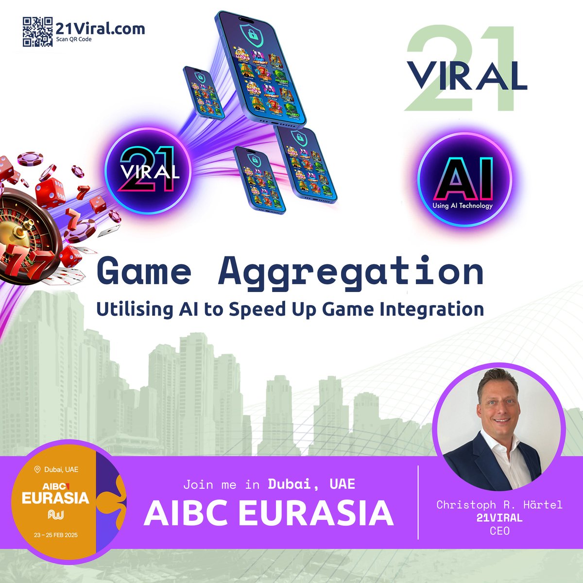 21VIRALCONNECT's tweet image. @21VIRALCONNECT is attending AIBC EURASIA 2025 23rd - 25th February, Dubai, UAE

Let&apos;s talk #GameIntegration #fastertimetomarket 

DM us for a meeting.

#MeetMeAtAIBC
#LetsmeetAtAIBCEURASIA
#AIBC
#AIBCEURASIA
#AIBCEvents 
#EUROPE
#ASIA