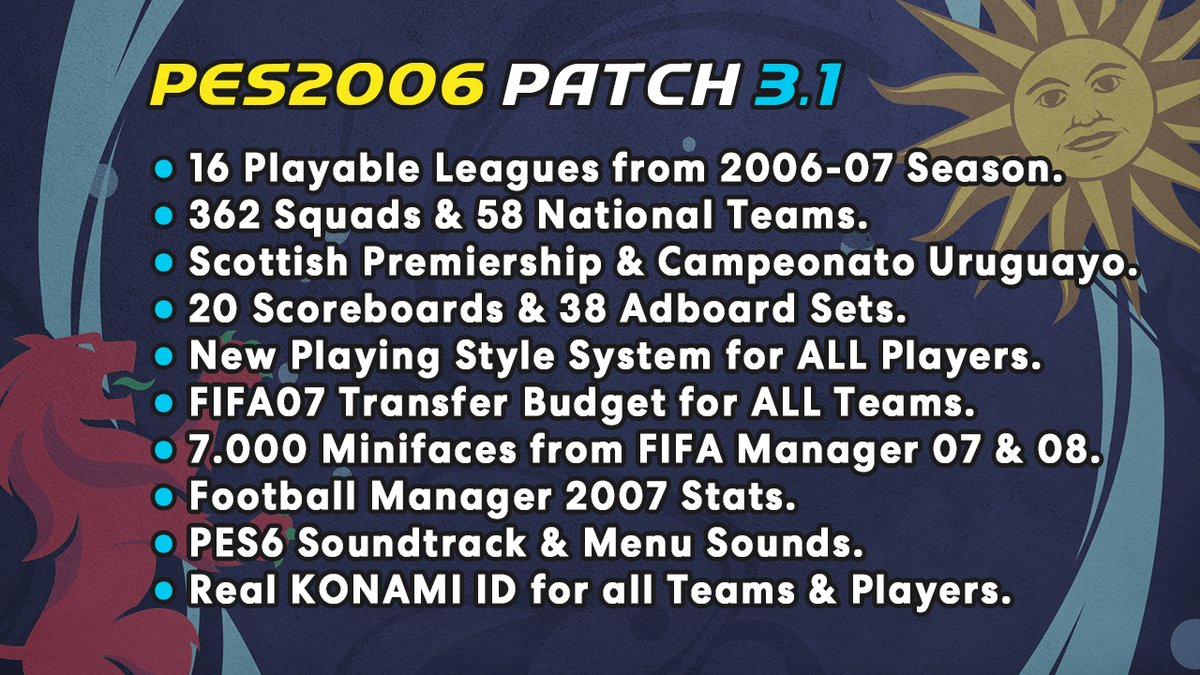 ⚠️3.1 is up and running!🤩⚽️🎮
🏴󠁧󠁢󠁥󠁮󠁧󠁿🇫🇷🇳🇱🇪🇸🇮🇹🇩🇪🇵🇹🏴󠁧󠁢󠁳󠁣󠁴󠁿🇦🇷🇧🇷🇨🇱🇺🇾🇯🇵
Join us at patreon.com/pes2006 and help us recreate our beloved PES6💛

<a href="/play_eFootball/">eFootball</a>