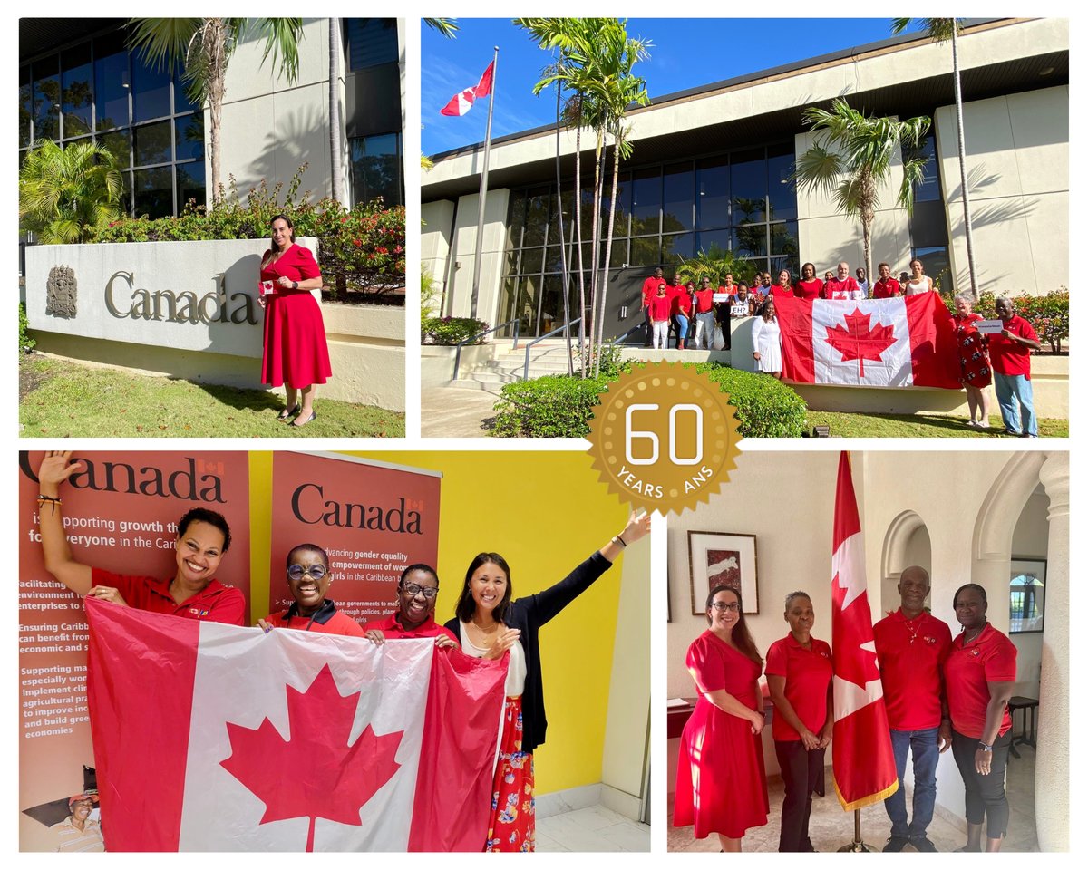 Canada à la Barbade et l’OECO (@hccanbarbade) on Twitter photo Notre équipe a porté du rouge ❤️ et du blanc 🤍 pour célébrer les 60 ans du drapeau national du Canada et réaffirmer les valeurs communes que symbolise le #DrapeauCanadien : la démocratie, l’inclusion et l’équité!
Joyeux Jour du drapeau national du Canada 🇨🇦
<a href="/Patrimoinecdn/">Patrimoine canadien</a> Notre équipe a porté du rouge ❤️ et du blanc 🤍 pour célébrer les 60 ans du drapeau national du Canada et réaffirmer les valeurs communes que symbolise le #DrapeauCanadien : la démocratie, l’inclusion et l’équité!
Joyeux Jour du drapeau national du Canada 🇨🇦
<a href="/Patrimoinecdn/">Patrimoine canadien</a>