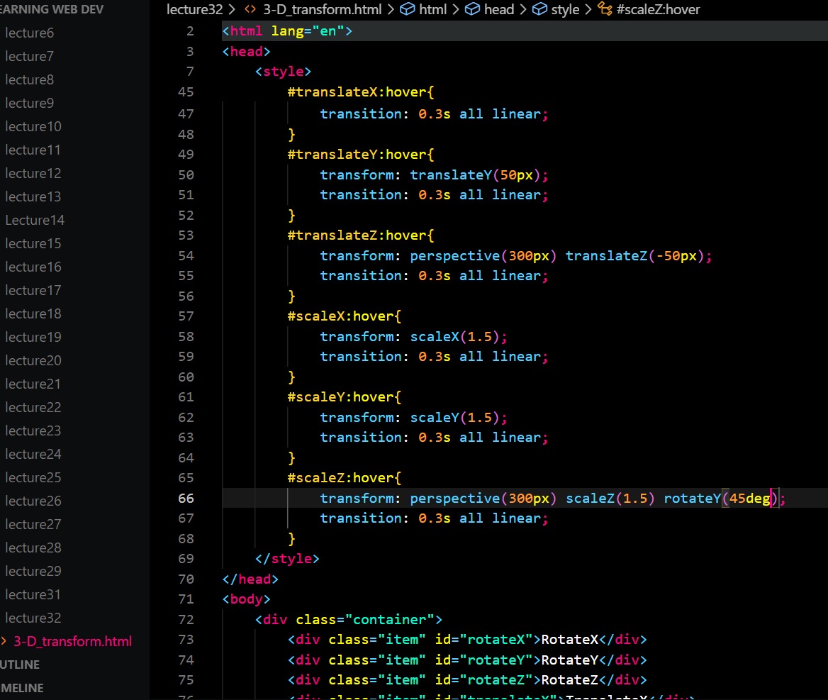 Het836's tweet image. Day 5 of #100DaysOfCode
Completed video no. 32
Learning: 3-D transform in CSS
#webdevlopment
#100dayofcoding
#100daycodingchallange
#makeeverydaybetter