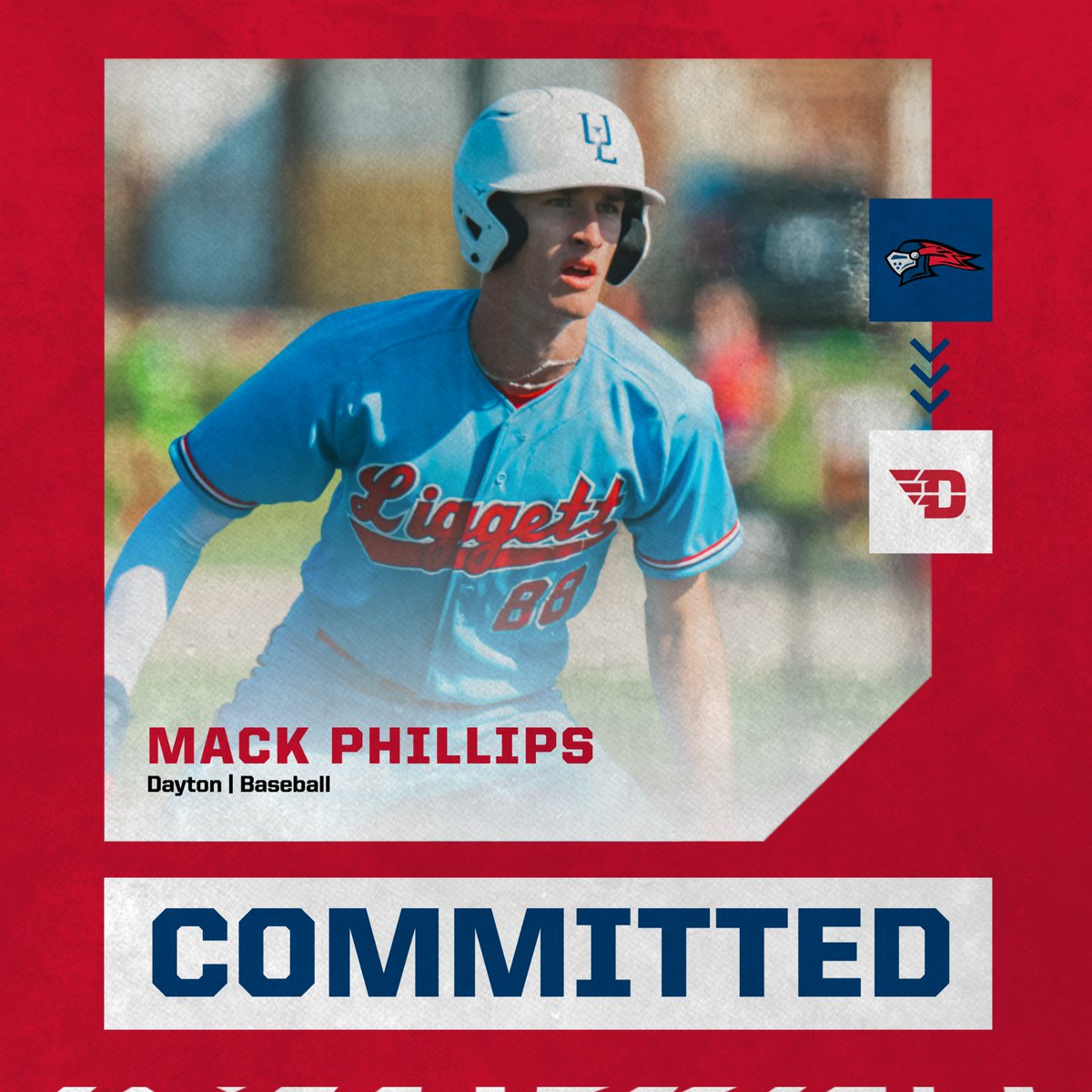 LiggettSports's tweet photo. Congratulations to Mack Phillips on his commitment to play baseball at the University of Dayton! Your hard work is paying off, and we’re so proud to see you move to the next level. Best of luck at Dayton! 
 #DaytonBound #BaseballDreams #NextLevelAthlete https://t.co/326DQPbfQ9