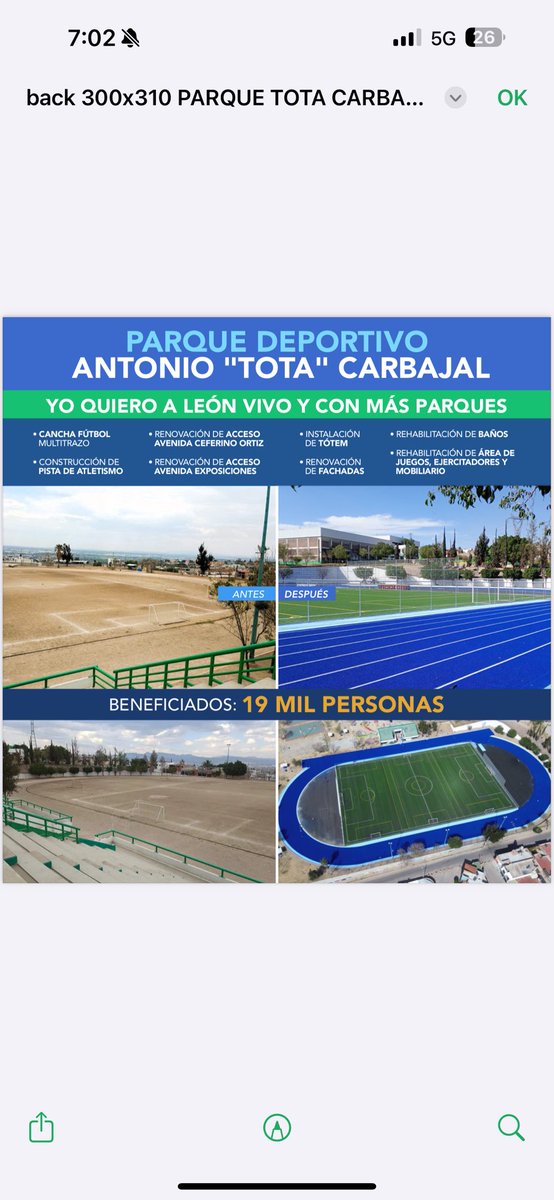 ¡En León, la #CapitalDelDeporte, ya son 3 pistas de atletismo totalmente nuevas para todas y todos los leoneses! 🤩

✅ Unidad Deportiva Enrique Fernández Martínez.

✅Unidad Deportiva Luis I. Rodriguez. 

✅Unidad Deportiva Antonio Tota Carbajal.