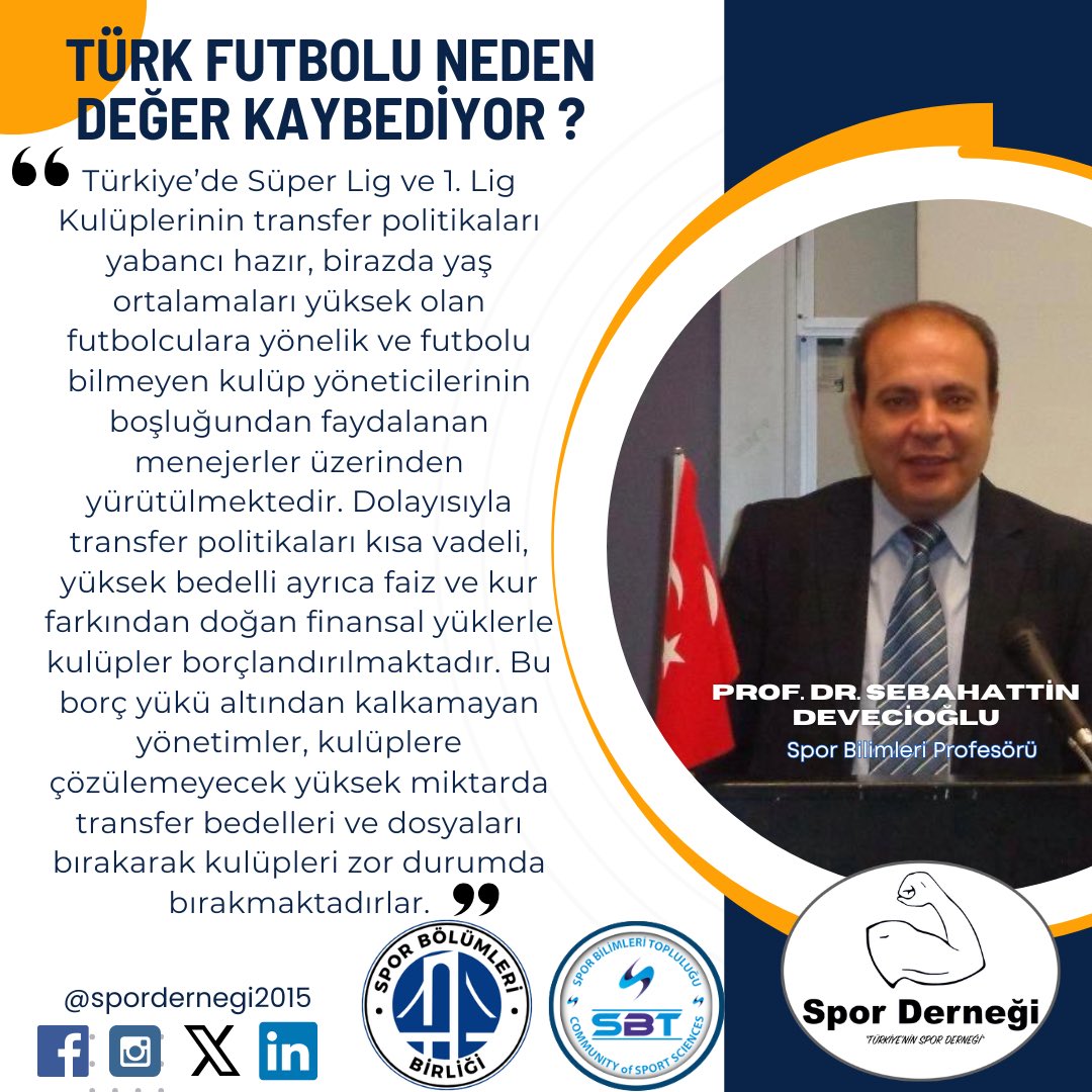 💵⚽️Sporda işbirliği protokolü işliyor, Türk sporumuzun sorunlarını dile getirmeye devam ediyoruz. Tespit ve çözüm önerileri için:
spordernegi.org.tr

Spor STK’ları Komisyonu
#türksporu #sporsorunları #sporekonomisi #futbolekonomisi #futbol #transferparadoksu <a href="/sbhtndvcgl/">Prof.Dr.Sebahattin Devecioğlu</a>