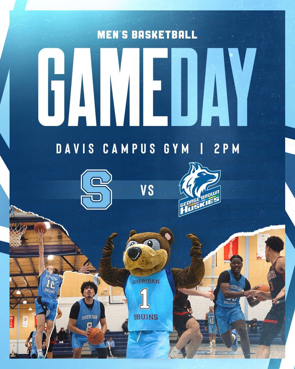 Come to Davis Campus to watch your Men's Basketball team kick off playoffs against the
George Brown Huskies! 🐻💙🏀

M🏀 vs George Brown
📝OCAA Qualifying Game 
⏰2pm
📍Davis Campus Gymnasium
🎥 Link  to watch live stream buff.ly/4d49aEe