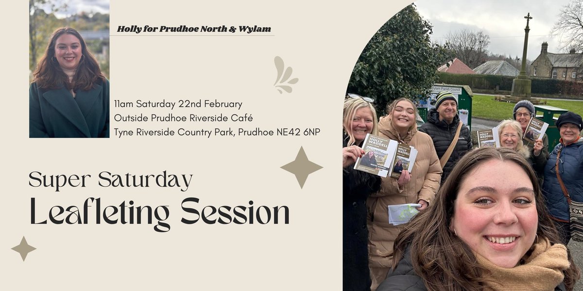 SAVE THE DATE 📅 

Next Saturday I will be holding a campaign launch leafleting session. The aim is to distribute my launch leaflet to every resident in the new Prudhoe North with Wylam Ward. That’s around 2000 leaflets! Many hands make light work and I would love your help.