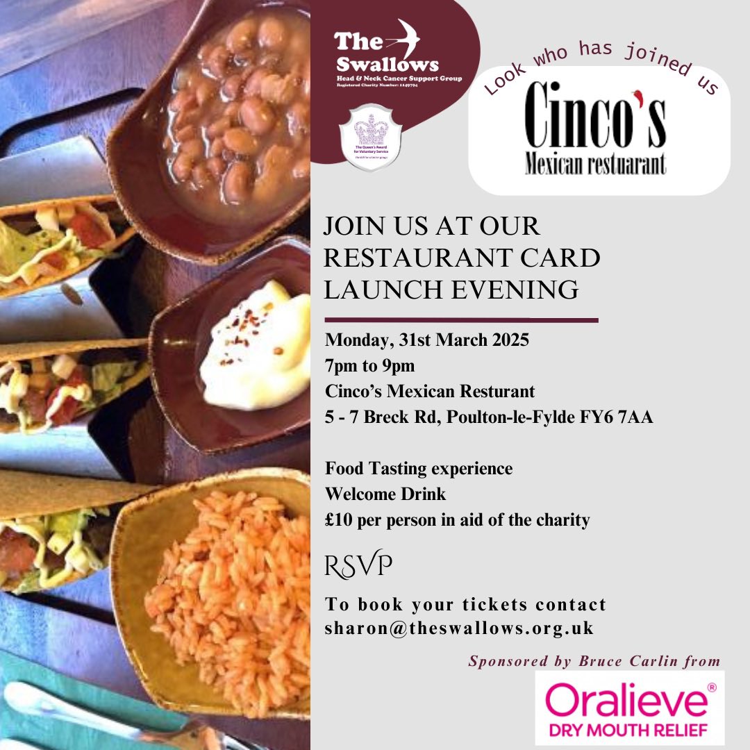 Launching our national initiative on the 31st March first restaurant to go live in the uk with the Patient Restaurant Card want to know more email info@theswallows.org.uk #RestaurantCard #restaurant #Hospitality <a href="/H_and_Ncancer/">International Head & Neck Cancer Conference</a>