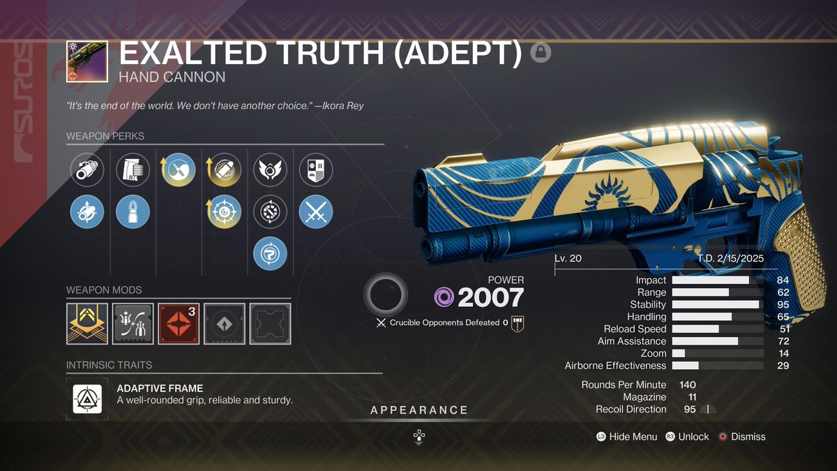 Not bad at all. #trialsofosiris, #exaltedtruth, #godroll, #Destiny2