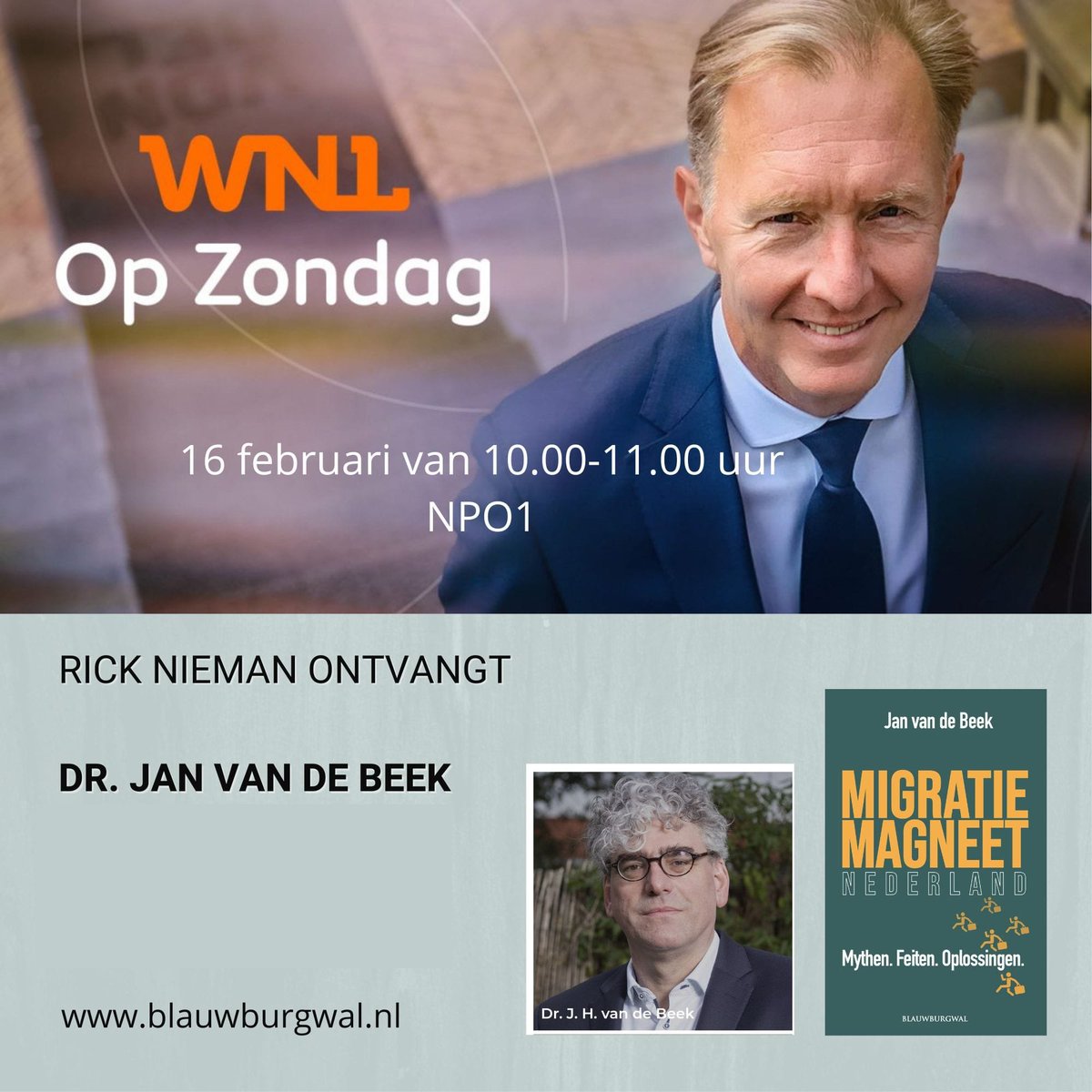 Morgen te gast bij Rick Nieman bij WNL Op Zondag👇