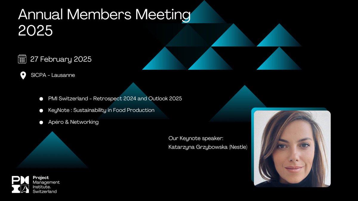 Join us for #PMISwitzerland Annual Membership Meeting 2025 in Lausanne!
-  Network with top project professionals
 - Learn from inspiring speakers
-  Keynote on sustainability in food production

pmi-switzerland.ch/amm?utm_source…
#AMM25 #ProjectManagement #Networking #Sustainability