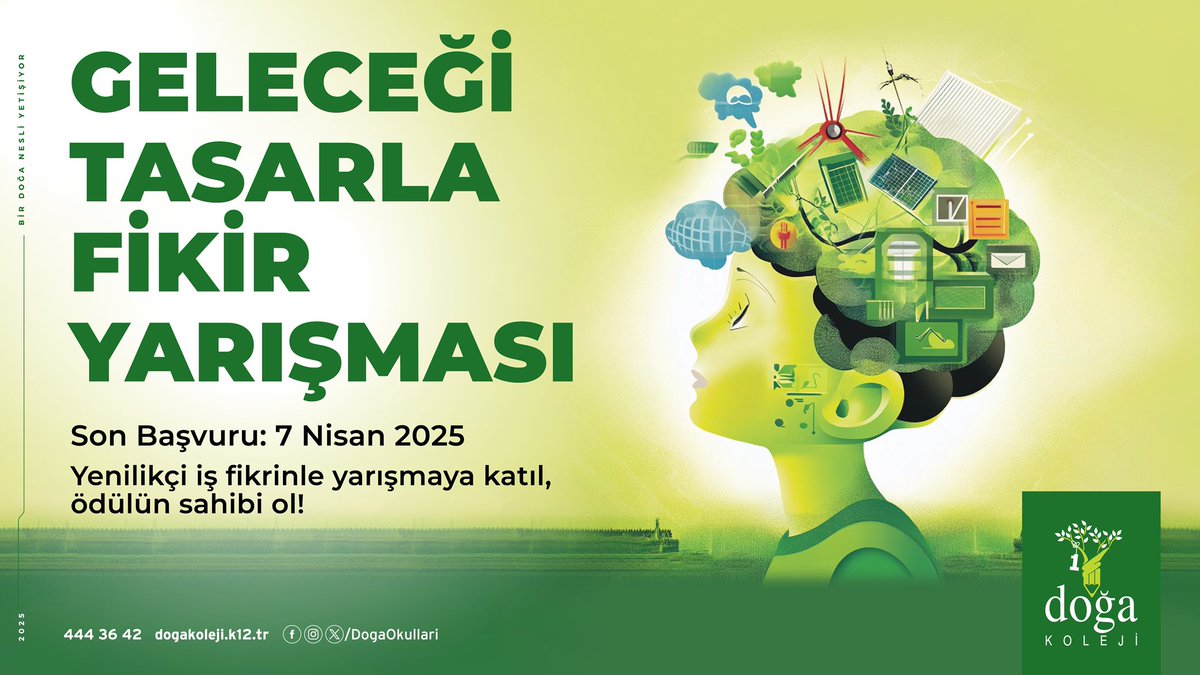 Geleceği Tasarla Fikir Yarışması başlıyor.
Yenilikçi iş fikrinle yarışmaya katıl, ödülün sahibi ol!

Son Başvuru: 7 Nisan 2025

Başvuru için: dogakoleji.k12.tr/basvurular/gel…