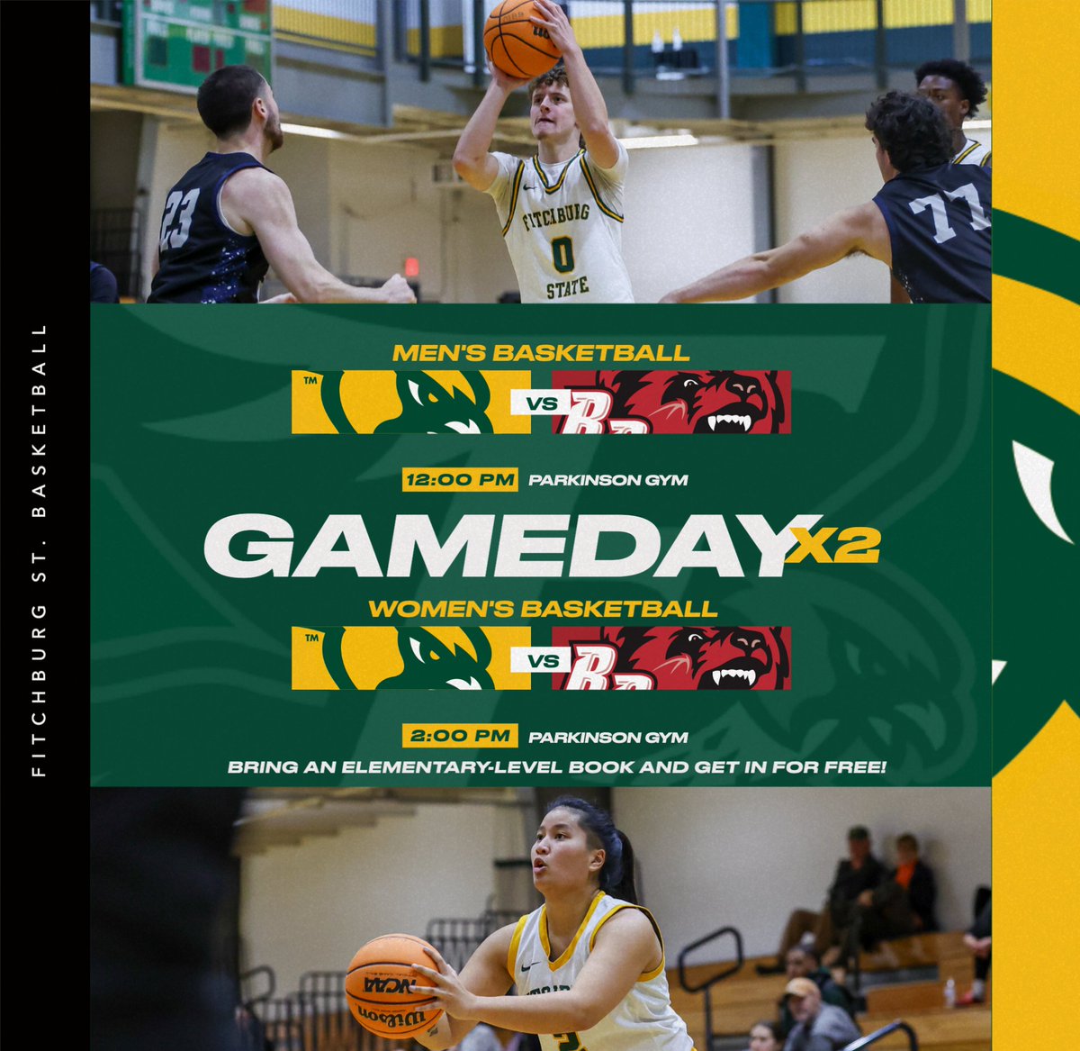Fitchburg Falcons (@fsu_falcons) on Twitter photo Today's games will continue the SAAC book donation! If you bring an elementary-level book, you will get into the games for free and see your Falcons take on Bridgewater State at 12 and 2 PM! Today's games will continue the SAAC book donation! If you bring an elementary-level book, you will get into the games for free and see your Falcons take on Bridgewater State at 12 and 2 PM!