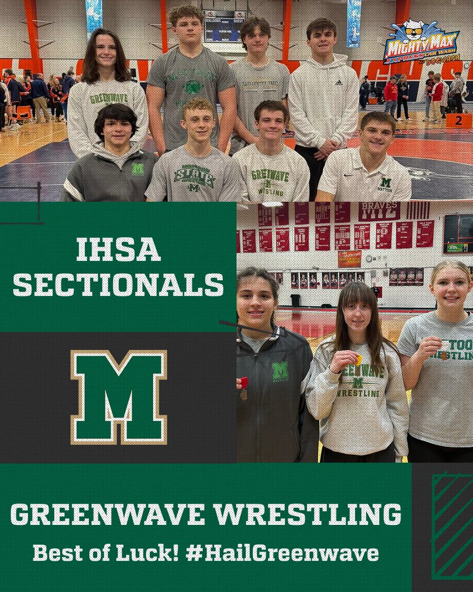 Greenwave Wrestlers competing at Sectionals today. Boys are in Lincoln and the girls in Highland. #HailGreenwave